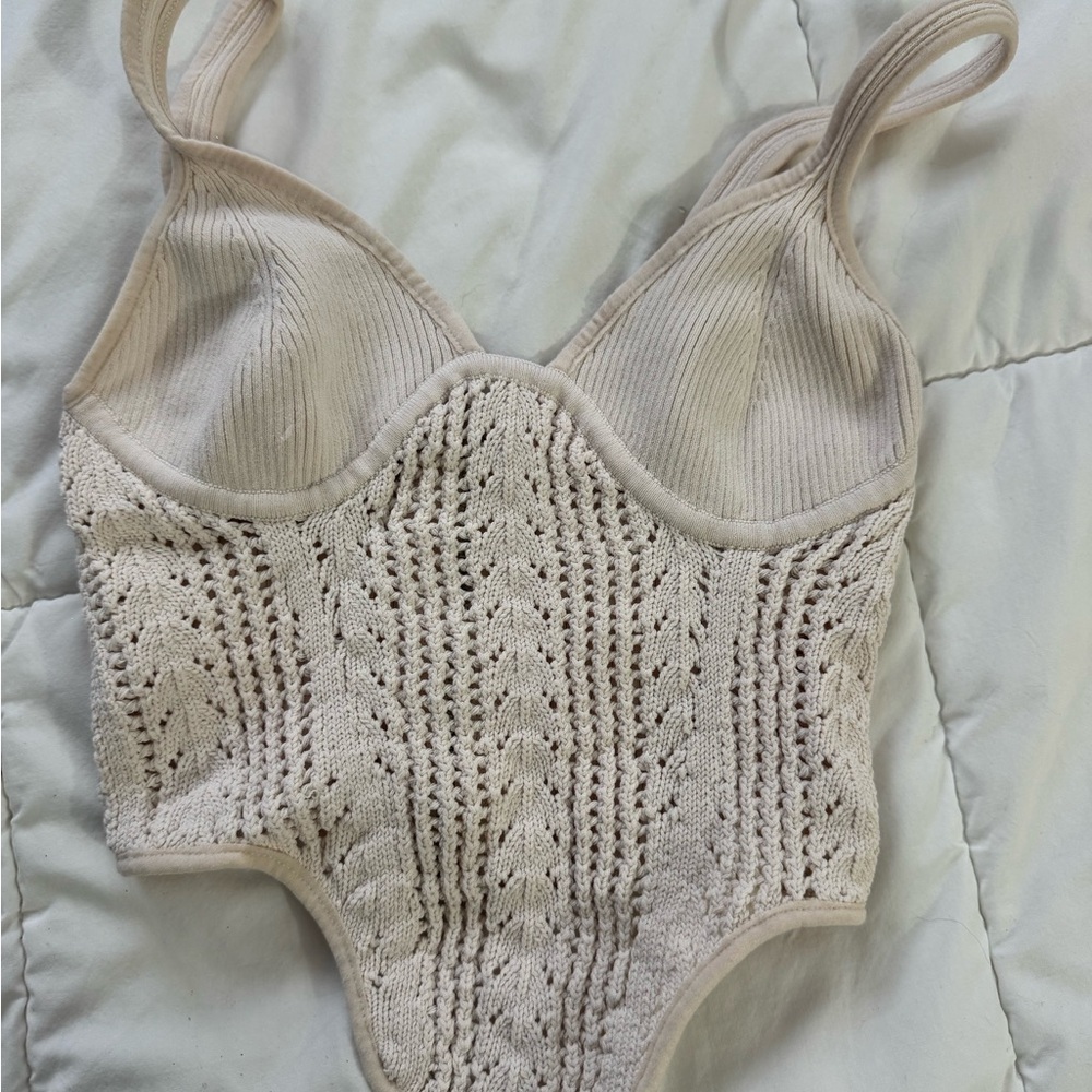 Garage Cream Knit Crop Top